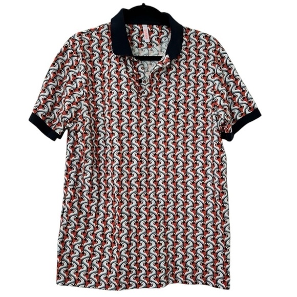 Sun 68 Bird Print Short Sleeve Polo Shirt - Picture 2 of 8